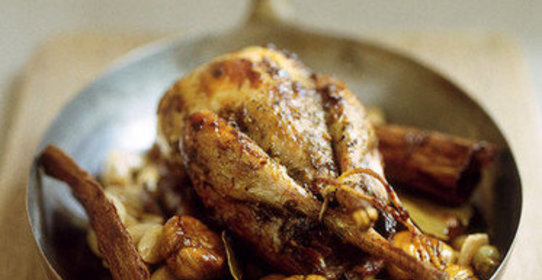 Перепелка с каштанами и иранским пловом