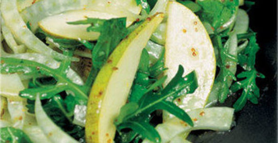 Салат из рукколы, фенхеля, водяного кресса и груши (рецепт гордона рамзи)