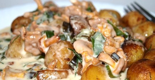 Тушеная картошка с лисичками