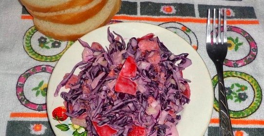 Салат из помидоров и краснокочанной капусты