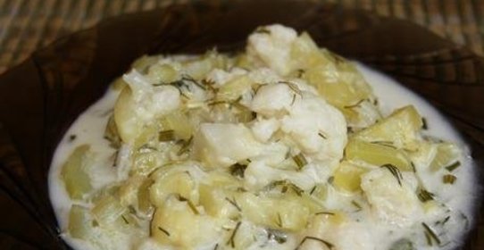 Цветная капуста тушеная с кабачками