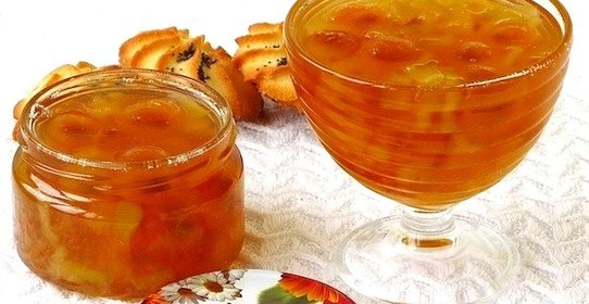 Варенье из жёлтой алычи с кабачками в ананасовом соке