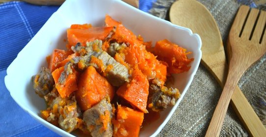 Тыква в духовке с мясом