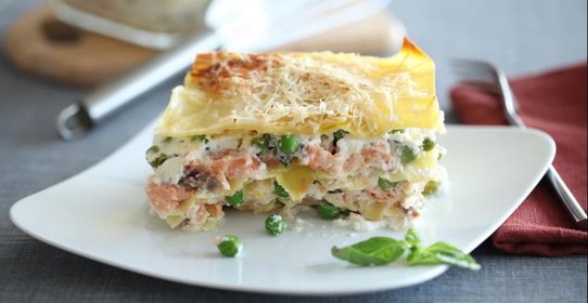 Быстрая лазанья с лососем