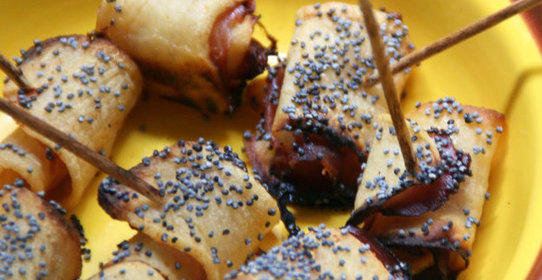 Рулетики из картофеля с ветчиной