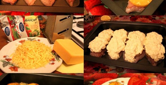 Курица с ананасами под сыром