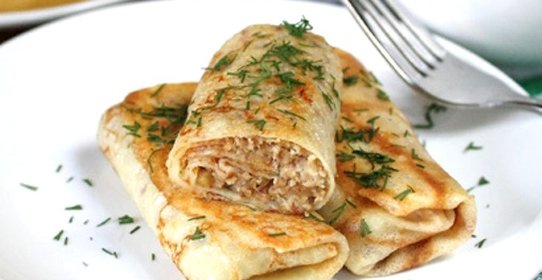 Блинчики с куриным фаршем