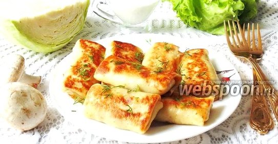Блинчики с капустой и грибами