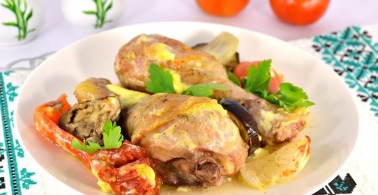 Куриные ножки запеченные с овощами в духовке