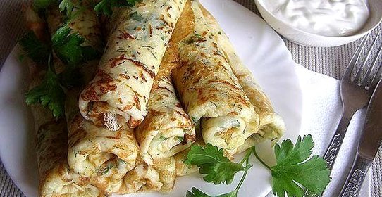 Сырные блины с зеленью