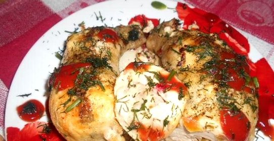 Куриные окорочка фаршированные сыром