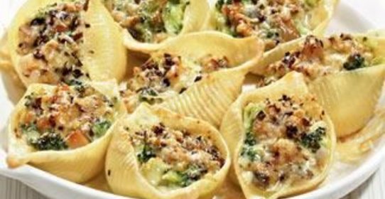 Паста ракушки с грибами и брокколи