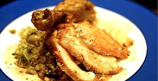 Курица, фаршированная брюссельской капустой