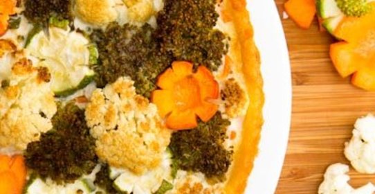 Картофельный киш с овощами и мясом