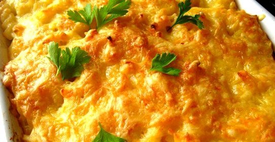 Запеченные макароны в сырном соусе
