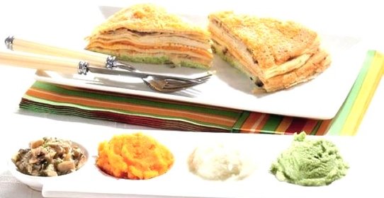 Блинный торт с грибами и овощами