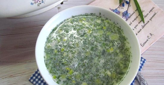 Окрошка на березовом соке с курицей