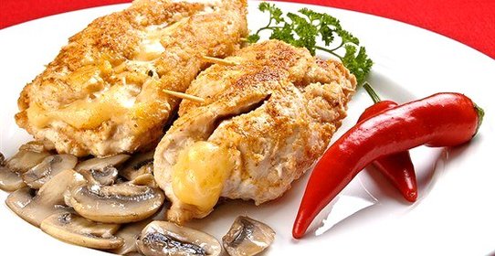 Котлеты куриные, фаршированные куриной кнелью и грибами