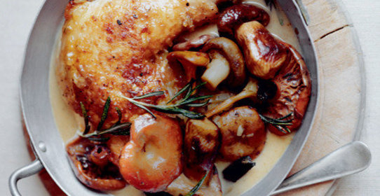 Курица, запеченная с грибами