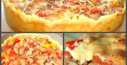 Открытый мясной пирог из картофельного теста