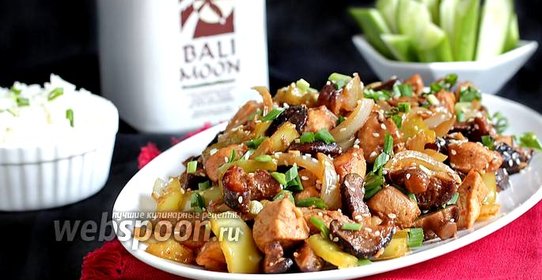 Куриное филе с грибами шиитаке и пастой мисо