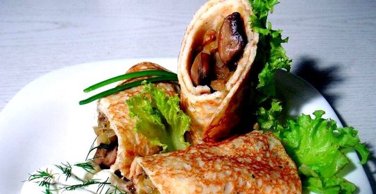 Блины с грибами и капустой