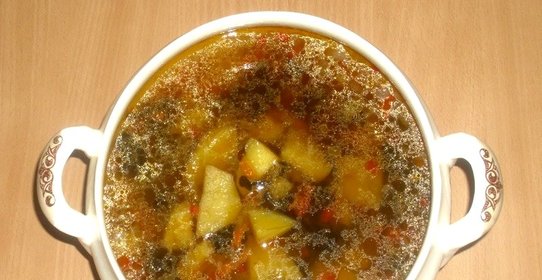 Постный грибной суп из сушеных грибов