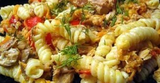 Паста с лососем горячего копчения