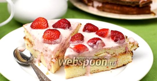 Творожный торт с клубникой