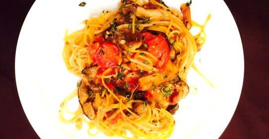 Тальятелли с белыми грибам и трюфельным маслом