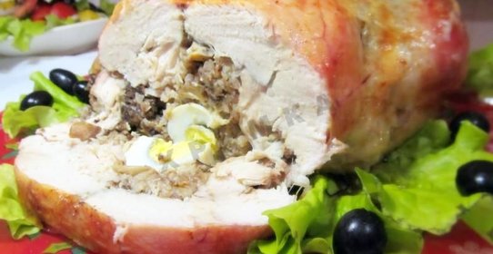 Курица без костей фаршированная в духовке