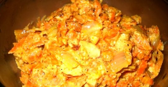 Бефстроганов из соевого мяса