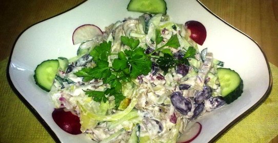 Салат с мясом и редисом