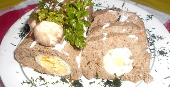 Печеночный рулет с грибами