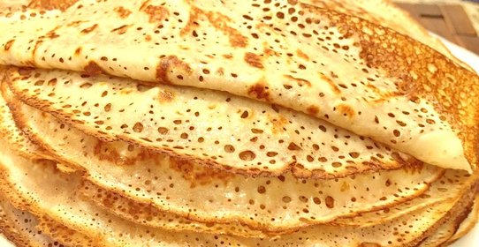 Тонкие блинчики на кефире с кипятком