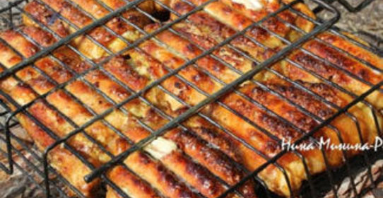 Шашлык из куриных бедер с соевым соусом Kikkoman, карри и имбирём