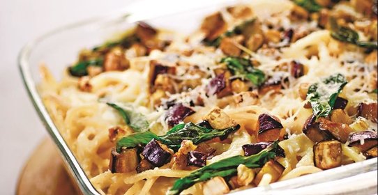 Макароны с баклажанами и базиликом