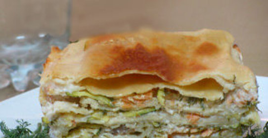 Лазанья с красной рыбой и цукини