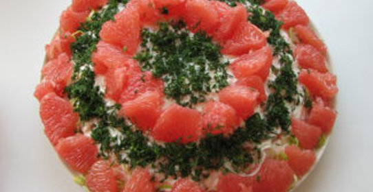 Салат с креветками и грейпфрутом