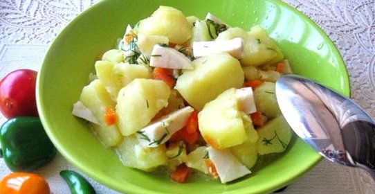 Картофель в сметане с ветчиной