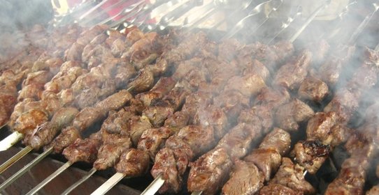 Шашлык с соком киви