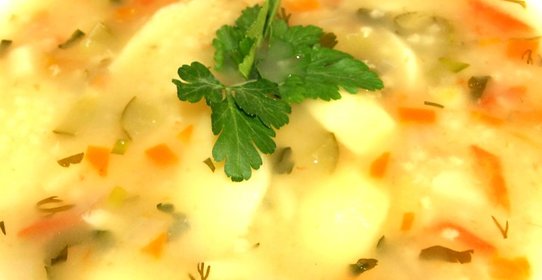 Рассольник на курином бульоне с пшеном