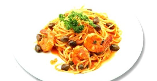 Паста с мидиями и креветками в медовом соусе