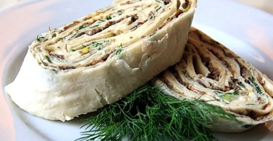 Рулет из лаваша с грибами