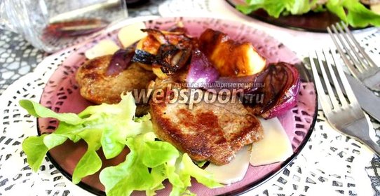 Отбивные из говядины с грушей