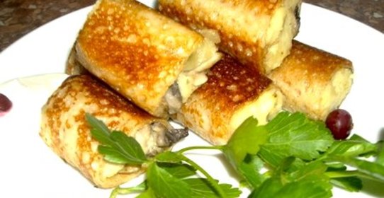 Блины с картошкой и грибами