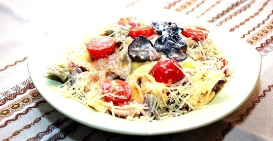 Паста с вешенками