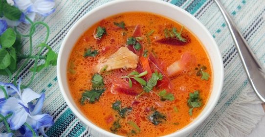 Борщ со сметаной на курином бульоне