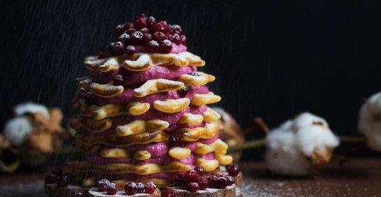 Венские вафли с ягодным творогом