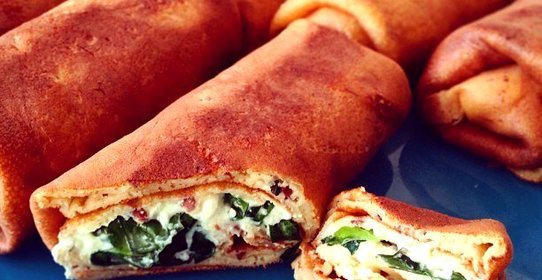 Диетические блины с фетой и шпинатом